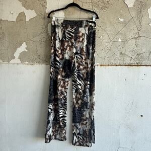 Y2K Flare Pants Animal Print Stretch Trousers Last Tango Retro Glam Womens M